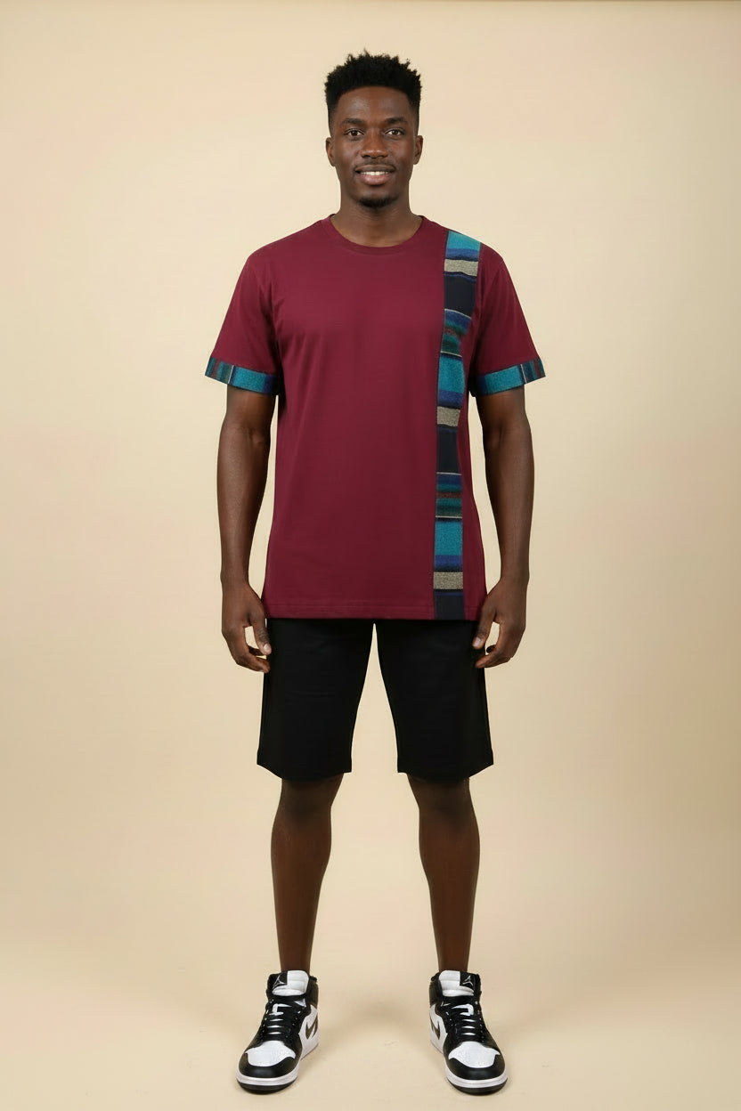 T shirt madras bordeaux